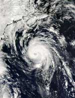 Hurricane Juan looms offshore of Nova Scotia, September 2003.